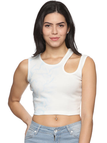 Blue and White Georgio Crop Top