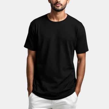 Black Crew Neck T-Shirt Half Sleeve