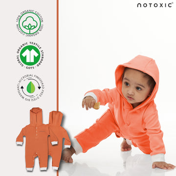 Coral OneSea Organic Hooded Romper with Rib