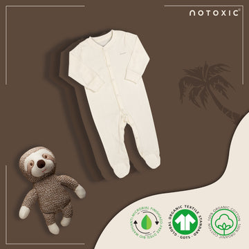 OneSea Organic Rompers Button Down Footed - Coconut Milk