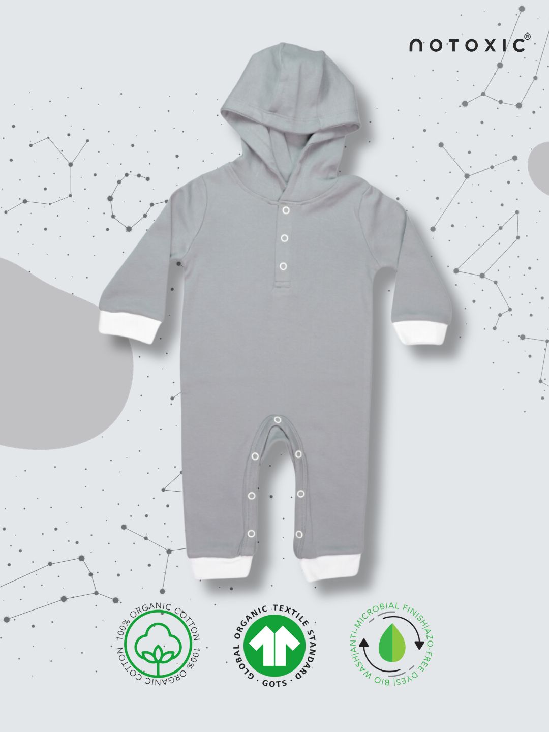 Cosmos OneSea Organic Hooded Romper with Rib
