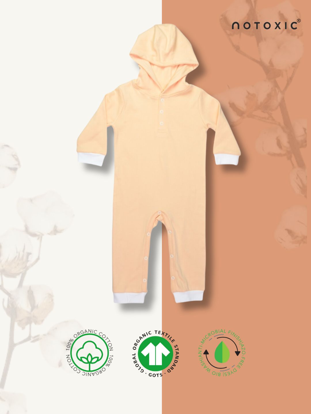 Starfish OneSea Organic Hooded Romper with Rib