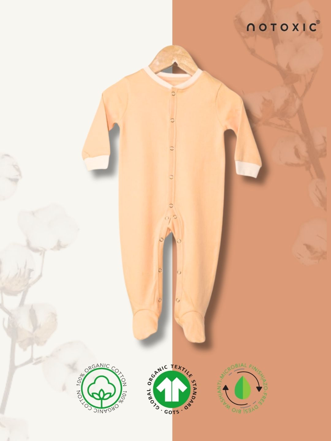 Starfish OneSea Organic Rompers Button Down Footed