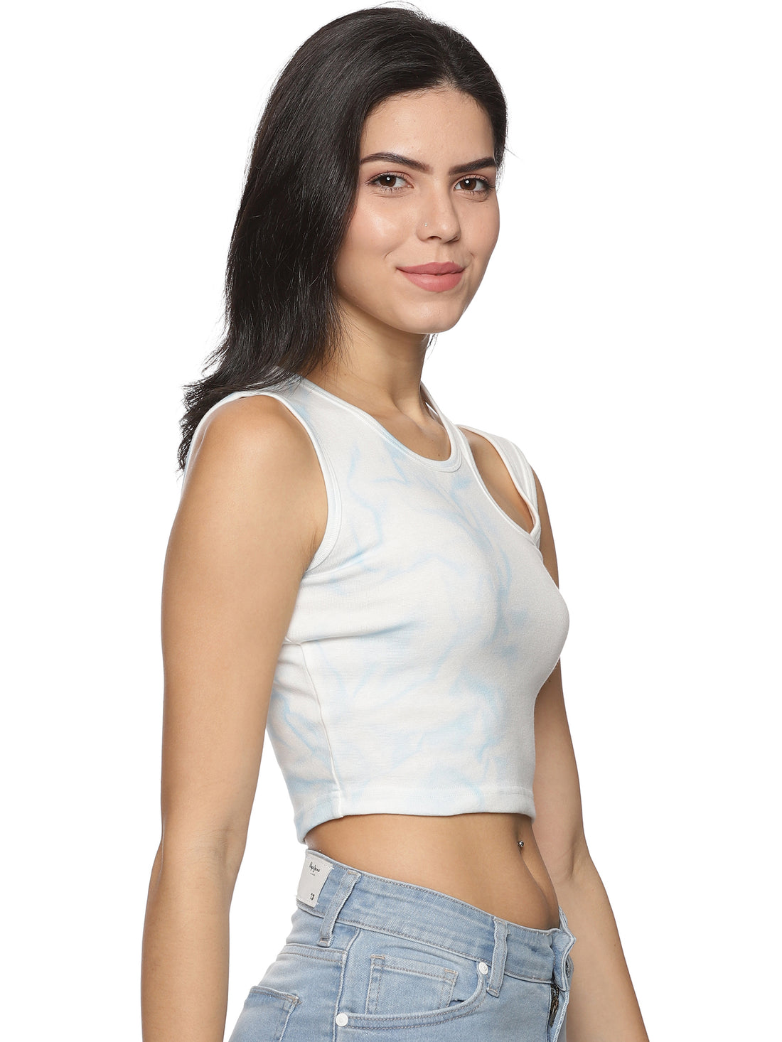 Blue and White Georgio Crop Top
