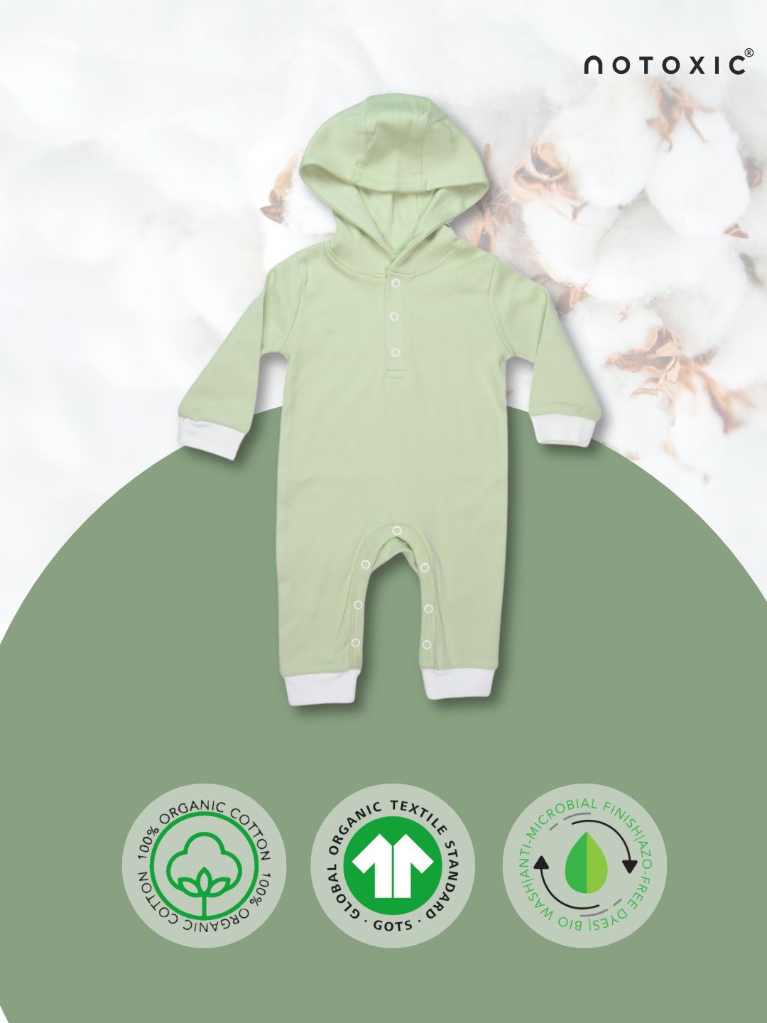 Herb OneSea Organic Hooded Romper with Rib