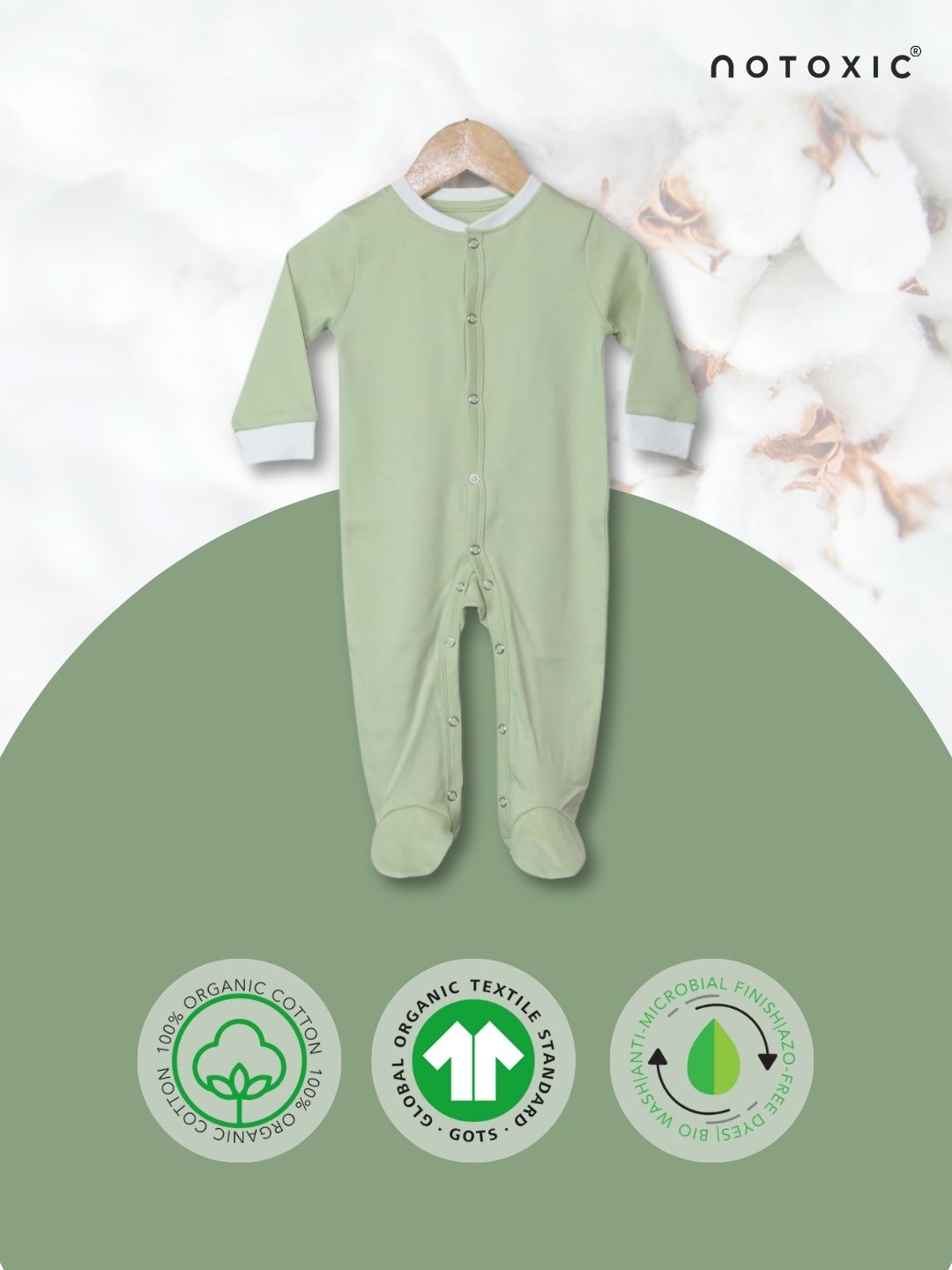 Herb OneSea Organic Rompers Button Down Footed