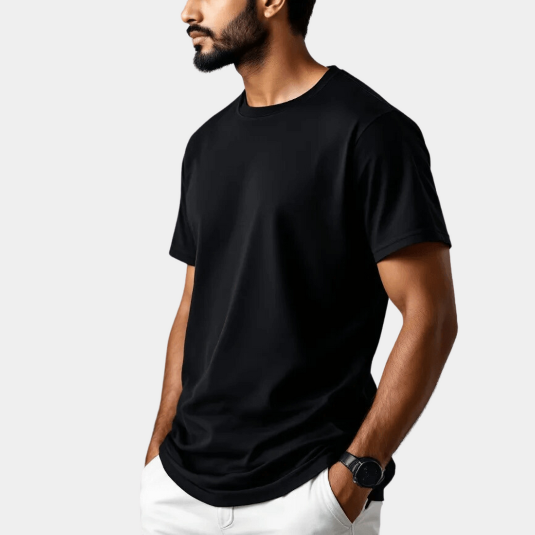 Black Crew Neck T-Shirt Half Sleeve