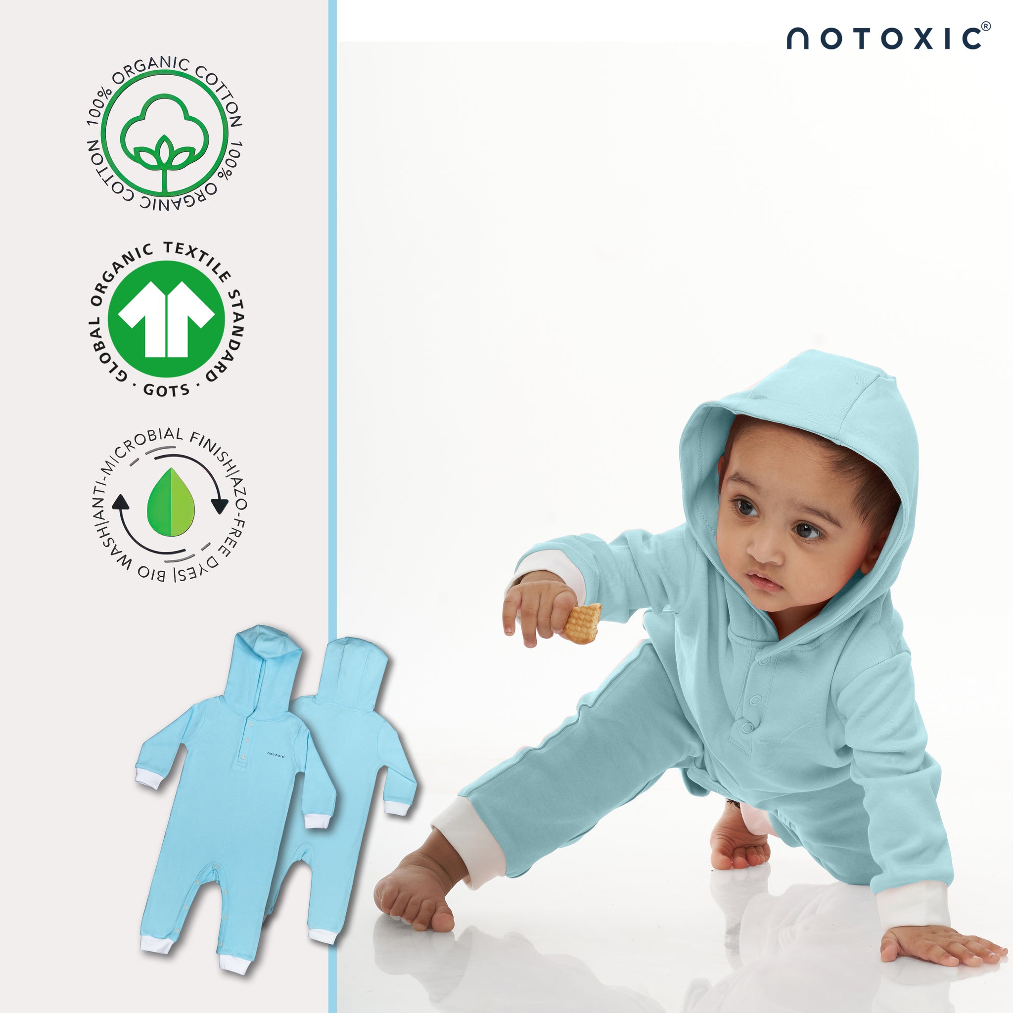 Water OneSea Organic Hooded Romper with Rib