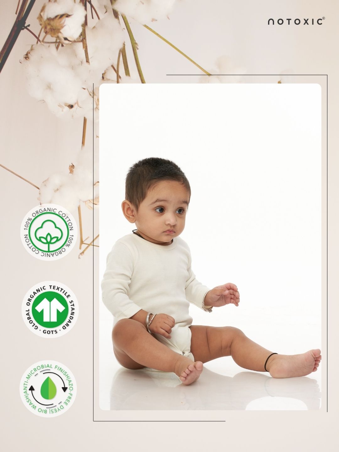 OneSea Organic Bodysuit Full Sleeve - Coconut Milk