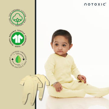 Sand OneSea Organic Kimono Footed Romper