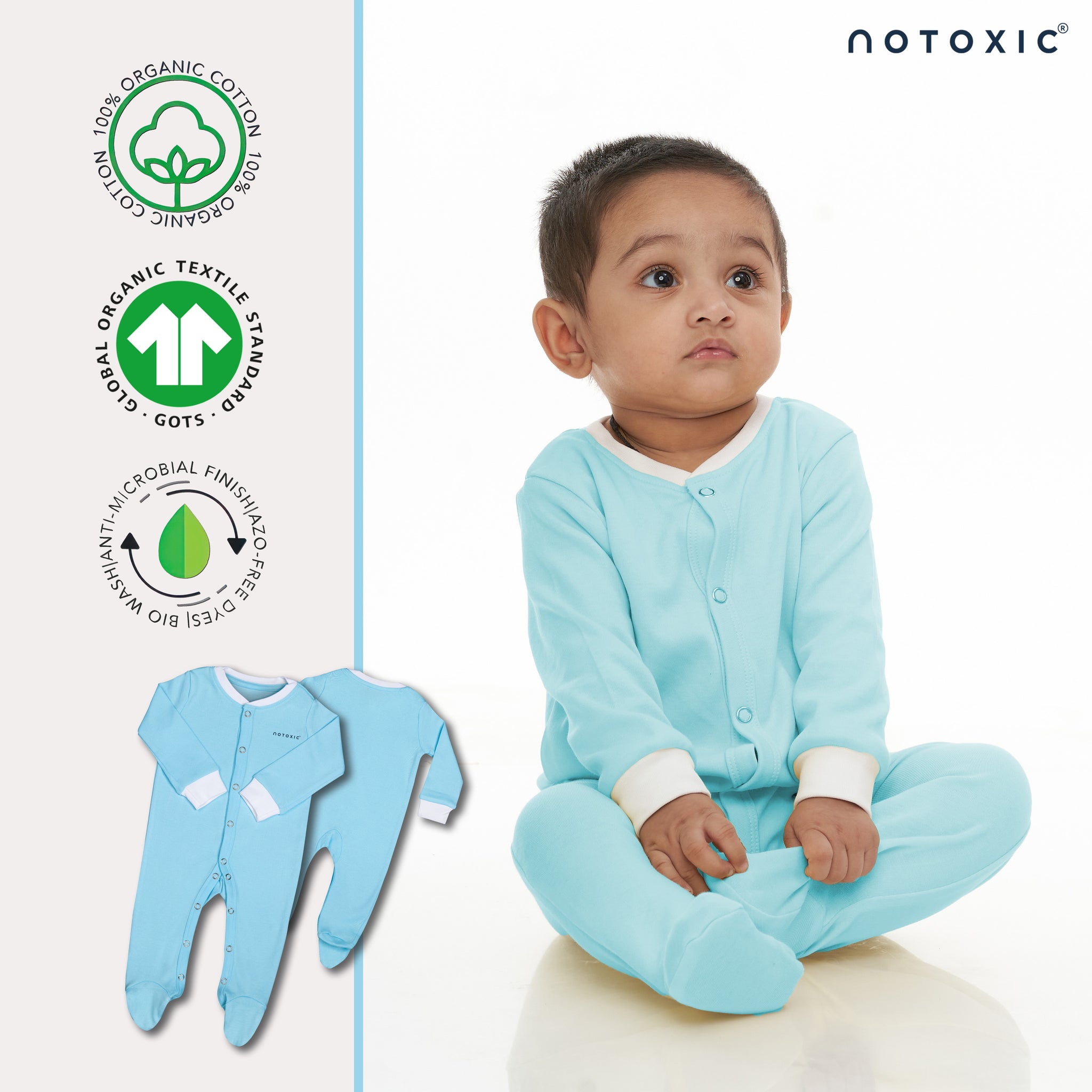 Water OneSea Organic Rompers Button Down Footed