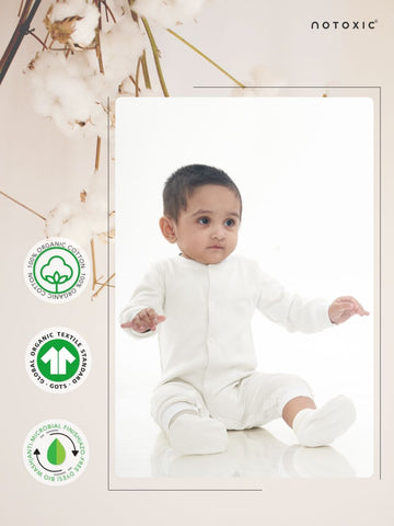 OneSea Organic Rompers Button Down with Rib - Coconut Milk