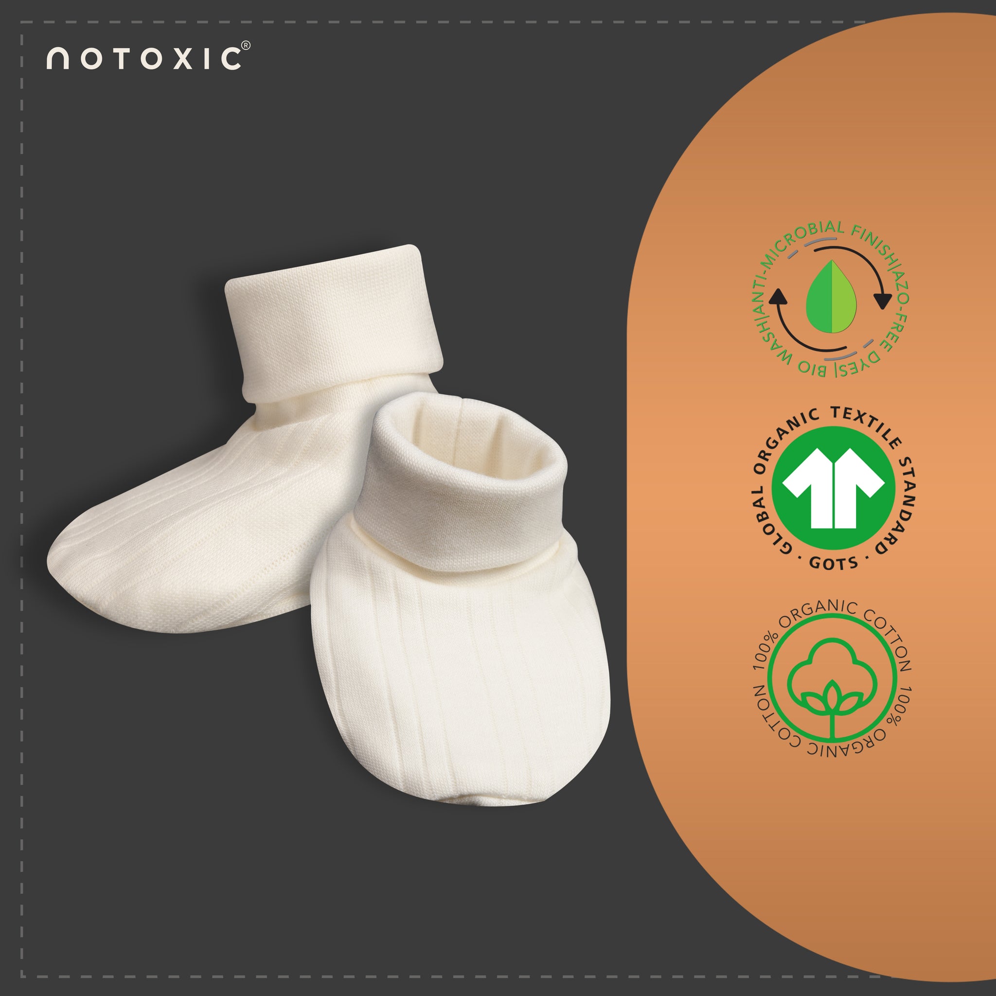 OneSea Organic Booties With Rib - Coconut Milk