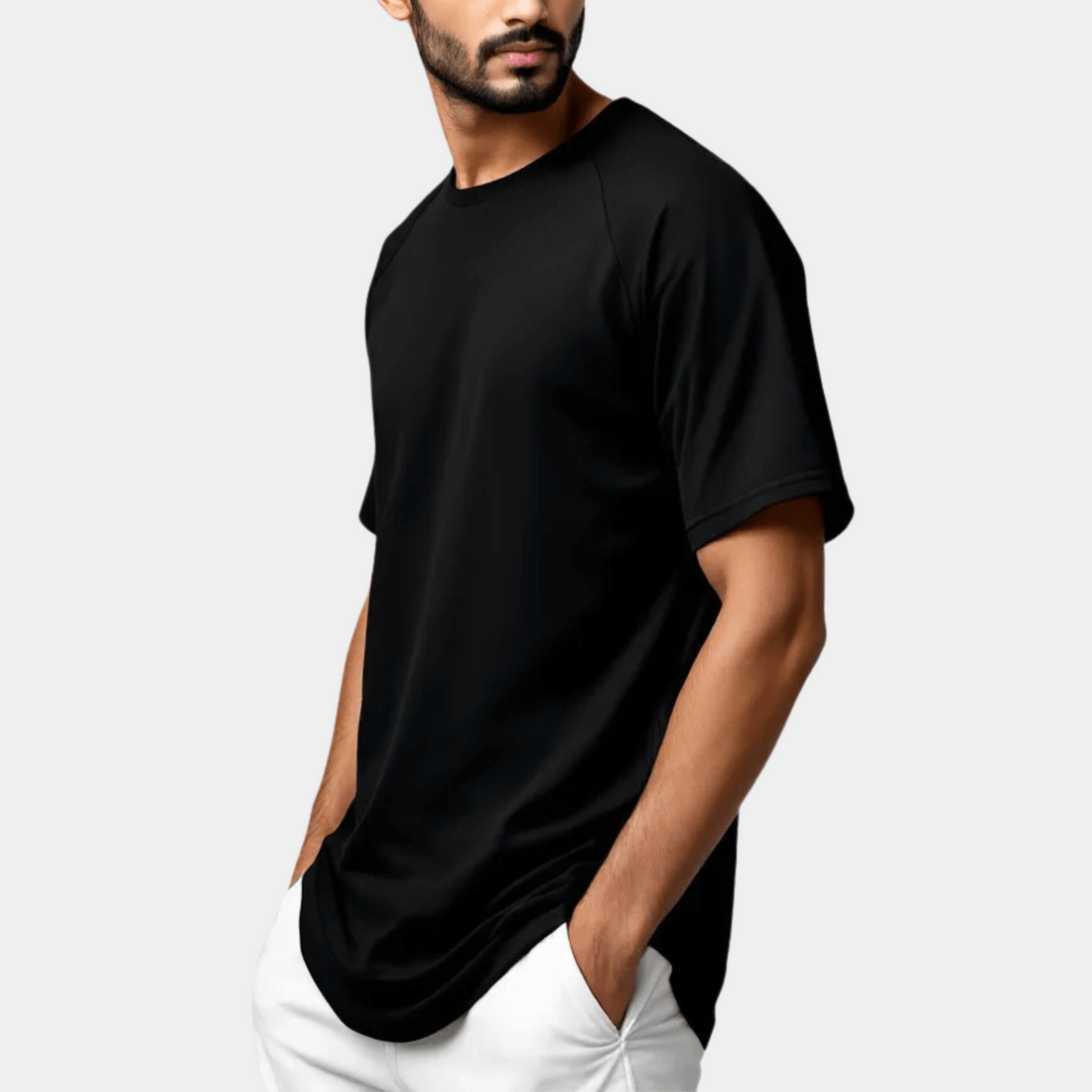 Black Raglan Sleeve T-Shirt Half Sleeve
